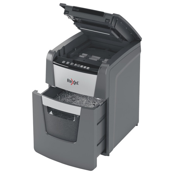 Rexel Cross Cut Paper Shredder Black Optimum AutoFeed+ 100X