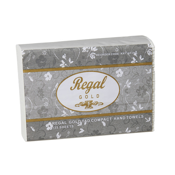 REGAL KRT16135 GOLD TAD COMPACT HAND TOWEL (CARTON OF 16 X 135 SHEETS)