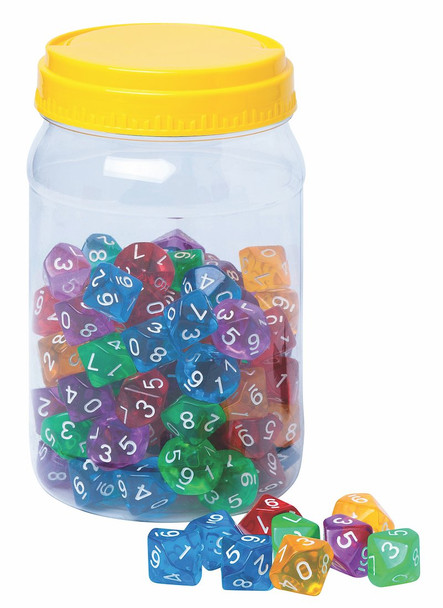 ELIZABETH RICHARDS #ER10PDAC100 DICE 10 SIDED ASSORTED COLOURS 100PC