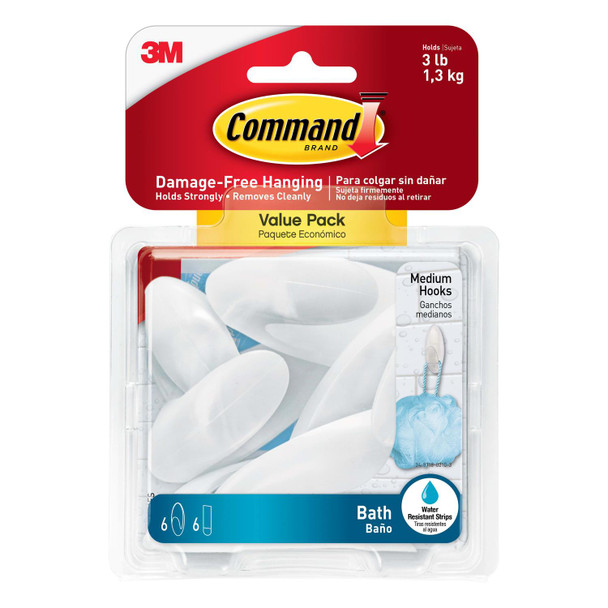Command BATH18-6ES Bath Medium Hooks  | It's A Mega Thing