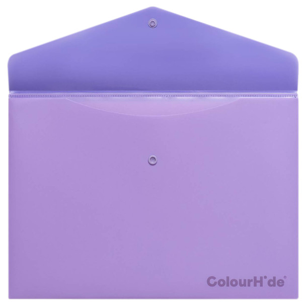 ColourHide PP Document Wallet with Button Closure A4 In Purple 1002419J (Pack of 10) | Mega Office Supplies