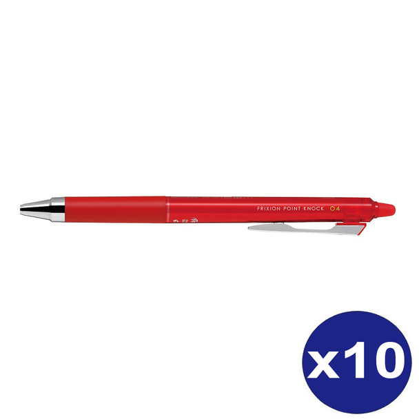 Pilot FriXion Point Knock Erasable Retractable Gel Pen 0.4mm Red Box of 10