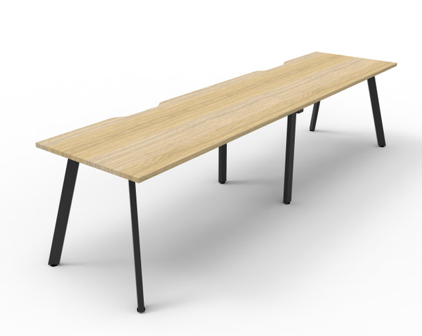 Rapidline Eternity Single Sided 2 Person Workstation 1500 x 750mm Natural Oak / Black Satin
