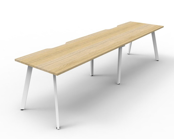 Rapidline Eternity Single Sided 2 Person Workstation 1800 x 750mm Natural Oak / White Satin