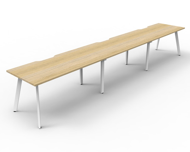 Rapidline Eternity Single Sided 3 Person Workstation 1200 x 750mm Natural Oak / White Satin