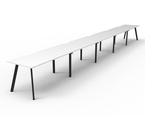 Rapidline Eternity Single Sided 5 Person Workstation 1200 x 750mm Natural White / Black Satin