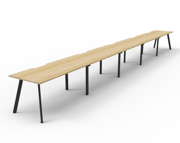 Rapidline Eternity Single Sided 5 Person Workstation 1800 x 750mm Natural Oak / Black Satin