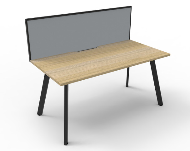 Rapidline Eternity Single Sided Workstation 1500 x 750mm with Screen Natural Oak / Black Satin