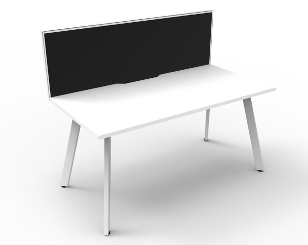 Rapidline Eternity Single Sided Workstation 1500 x 750mm with Screen Natural White / White Satin