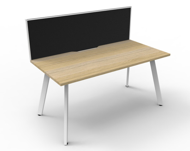 Rapidline Eternity Single Sided Workstation 1800 x 750mm with Screen Natural Oak / White Satin