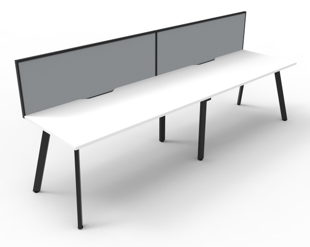 Rapidline Eternity Single Sided 2 Person Workstation 1500 x 750mm with Screen Natural White / Black Satin