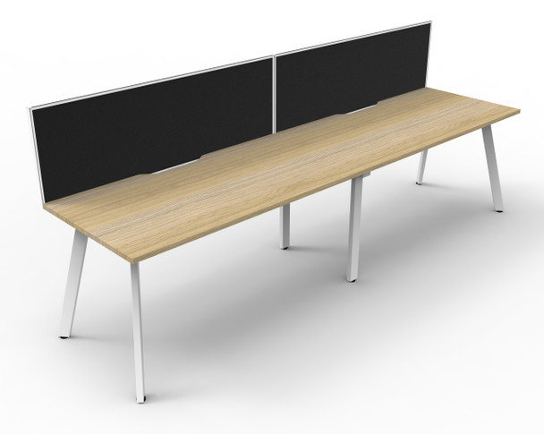 Rapidline Eternity Single Sided 2 Person Workstation 1500 x 750mm with Screen Natural Oak / White Satin