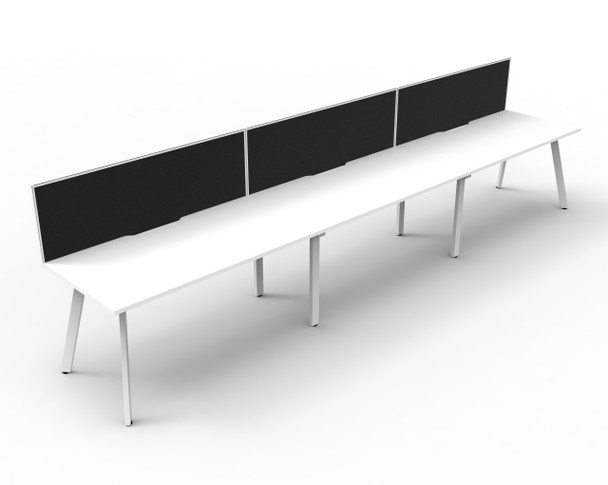 Rapidline D-ELSWS3P1275 NW/WS Eternity Single Sided Workstation with Screens 3600x750x1200 mm Natural White / White Satin | It's A Mega Thing