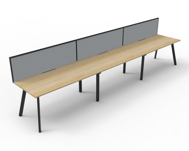 Rapidline D-ELSWS3P1575 NO/BL Eternity Single Sided Workstation with Screens 4500x750x1200 mm Natural Oak / Black | It's A Mega Thing