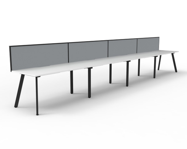 Rapidline Eternity Single Sided 4 Person Workstation 1800 x 750mm with Screen Natural White / Black Satin
