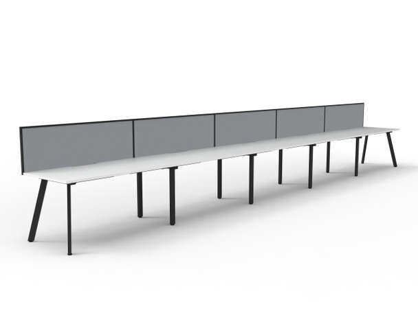 Rapidline Eternity Single Sided 5 Person Workstation 1500 x 750mm with Screen Natural White / Black Satin