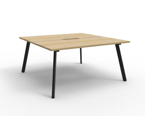 Rapidline Eternity Back to Back 2 Person Workstation 1500 x 750mm Natural Oak / Black Satin