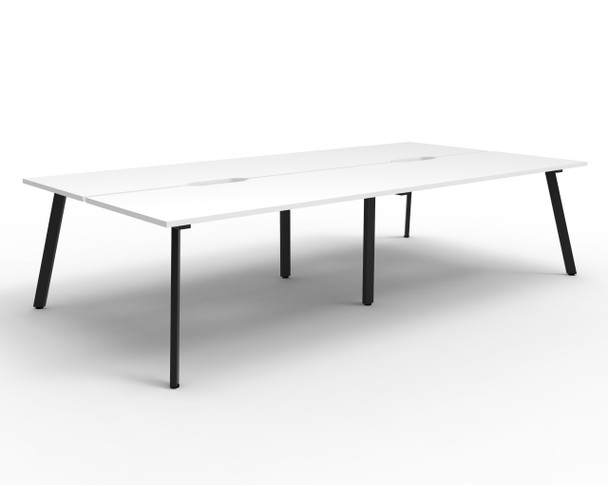 Rapidline Eternity Back to Back 4 Person Workstation 1200 x 750mm Natural White / Black Satin