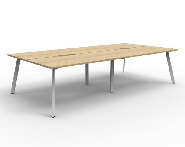Rapidline Eternity Back to Back 4 Person Workstation 1200 x 750mm Natural Oak / White Satin