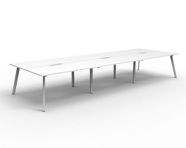 Rapidline Eternity Back to Back 6 Person Workstation 1200 x 750mm Natural White / White Satin