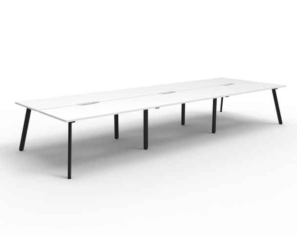 Rapidline Eternity Back to Back 6 Person Workstation 1800 x 750mm Natural White / Black Satin