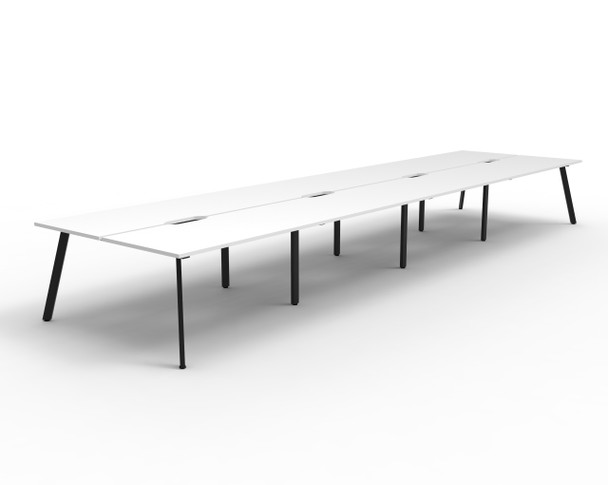 Rapidline Eternity Back to Back 8 Person Workstation 1500 x 750mm Natural White / Black Satin