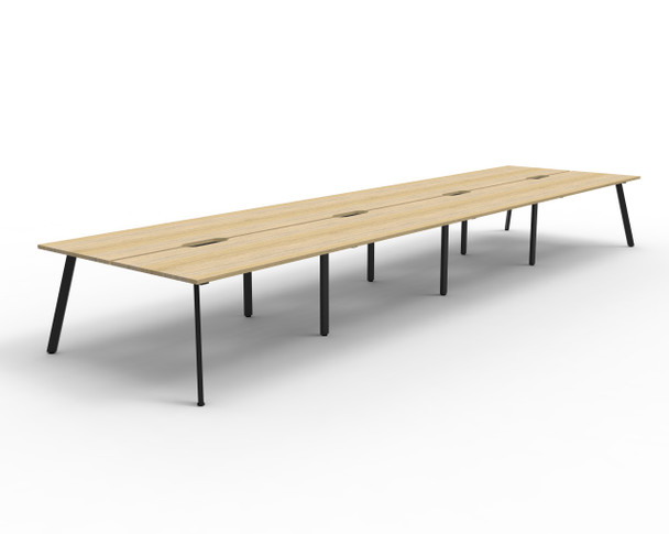Rapidline Eternity Back to Back 8 Person Workstation 1800 x 750mm Natural Oak / Black Satin