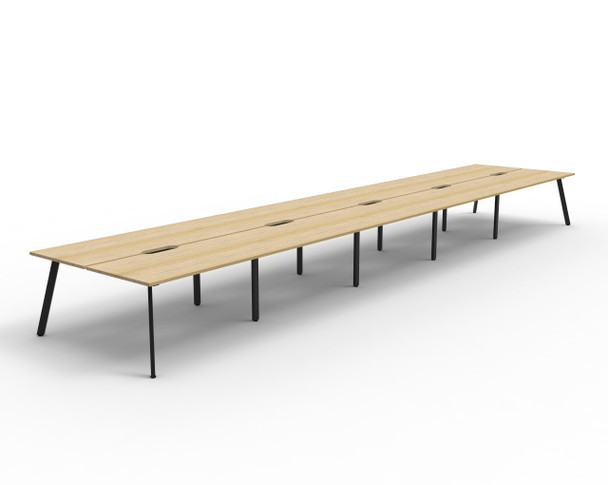 Rapidline Eternity Back to Back 10 Person Workstation 1200 x 750mm Natural Oak / Black Satin