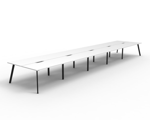 Rapidline Eternity Back to Back 10 Person Workstation 1500 x 750mm Natural White / Black Satin