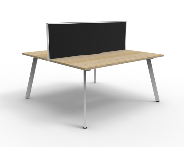 Rapidline Eternity Back to Back 2 Person Workstation 1200 x 750mm with Screen Natural Oak / White Satin