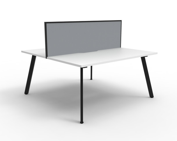 Rapidline Eternity Back to Back 2 Person Workstation 1500 x 750mm with Screen Natural White / Black Satin