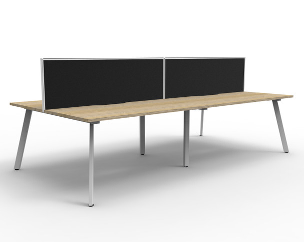 Rapidline Eternity Back to Back 4 Person Workstation 1200 x 750mm with Screen Natural Oak / White Satin