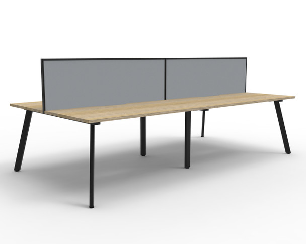 Rapidline Eternity Back to Back 4 Person Workstation 1500 x 750mm with Screen Natural Oak / Black Satin