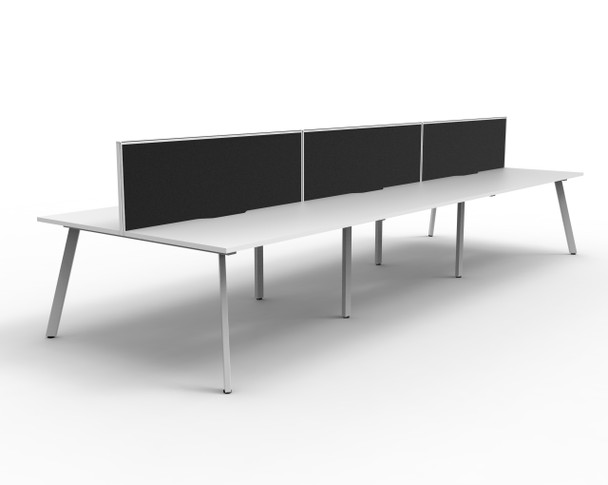 Rapidline Eternity Back to Back 6 Person Workstation 1200 x 750mm with Screen Natural White / White Satin