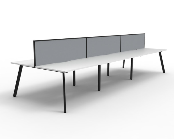 Rapidline Eternity Back to Back 6 Person Workstation 1800 x 750mm with Screen Natural White / Black Satin
