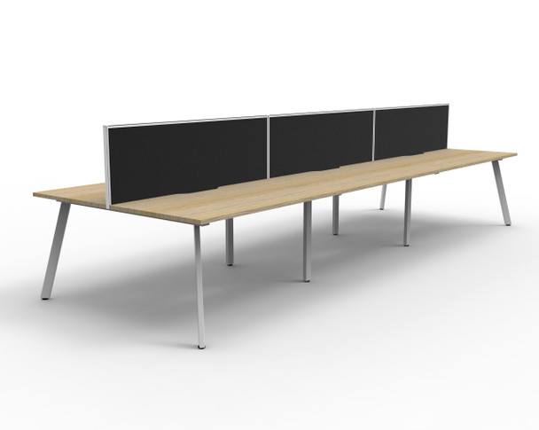 Rapidline Eternity Back to Back 6 Person Workstation 1800 x 750mm with Screen Natural Oak / White Satin