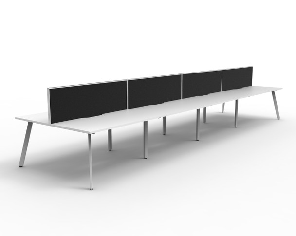 Rapidline Eternity Back to Back 8 Person Workstation 1200 x 750mm with Screen Natural White / White Satin