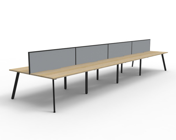 Rapidline Eternity Back to Back 8 Person Workstation 1800 x 750mm with Screen Natural Oak / Black Satin