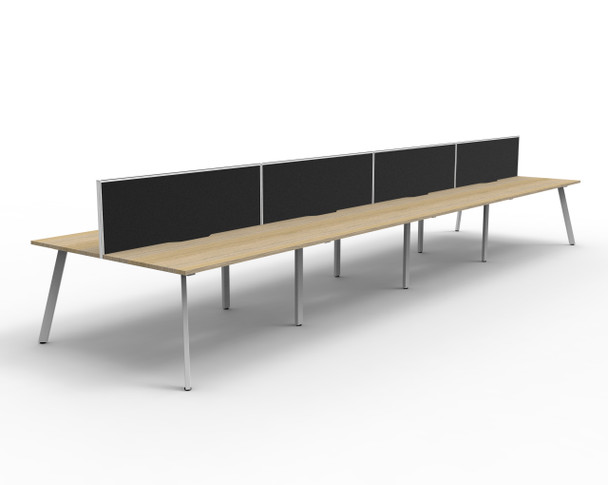Rapidline Eternity Back to Back 8 Person Workstation 1800 x 750mm with Screen Natural Oak / White Satin