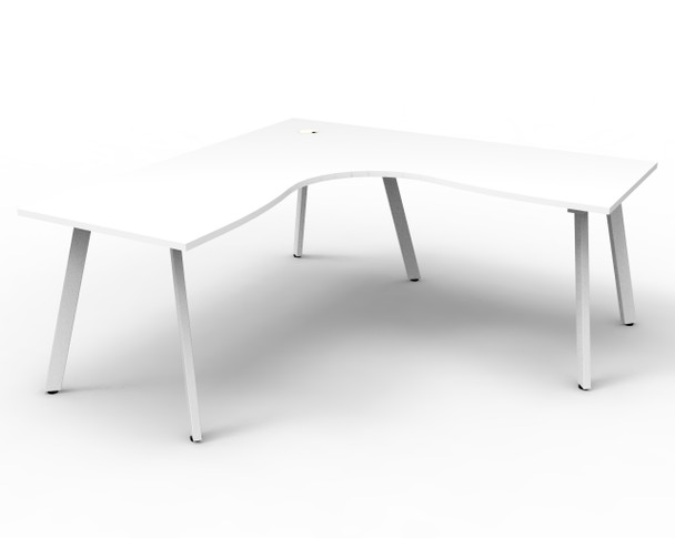 Rapidline Eternity Leg Corner Workstation 1500 x 1500 x 750mm Natural White / White Satin