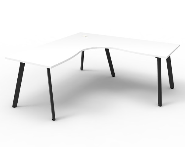 Rapidline Eternity Leg Corner Workstation 1800 x 1500 x 750mm Natural White / Black Satin