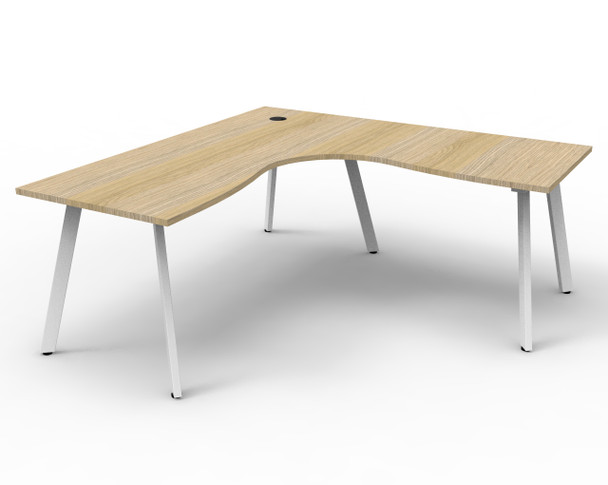 Rapidline Eternity Leg Corner Workstation 1800 x 1500 x 750mm Natural Oak / White Satin