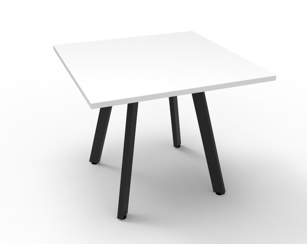 Rapidline Eternity Square Meeting Table 900 x 900mm Natural White / Black Satin