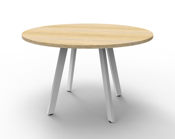 Rapidline D-ERT12 NO/WS Eternity Meeting Table Round 1200mm Natural Oak / White Satin | It's A Mega Thing