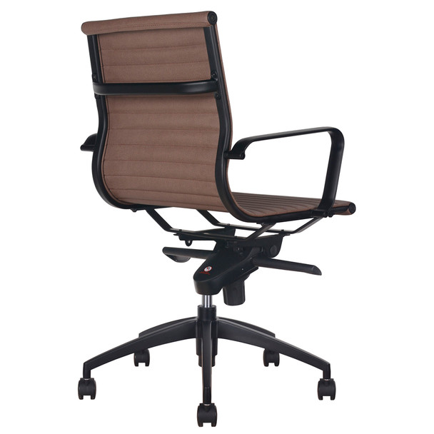 Rapidline PU605M Chair Medium Back Executive with Arms Tan PU / Black Base