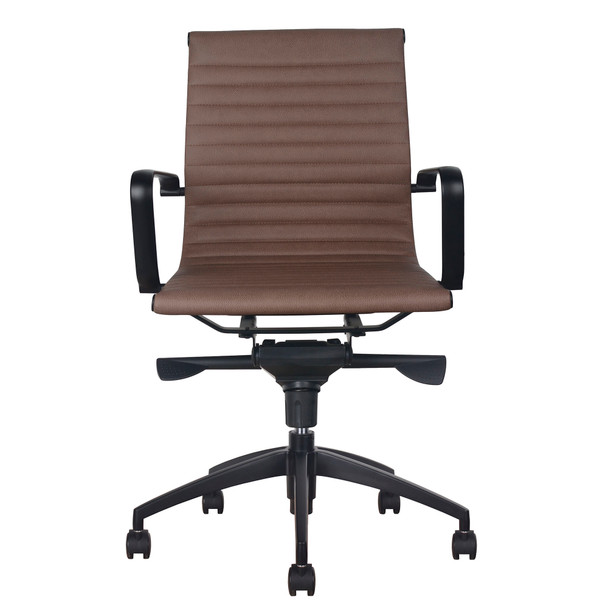 Rapidline PU605M Executive Chair Medium Back with Arms Tan PU / Black Base