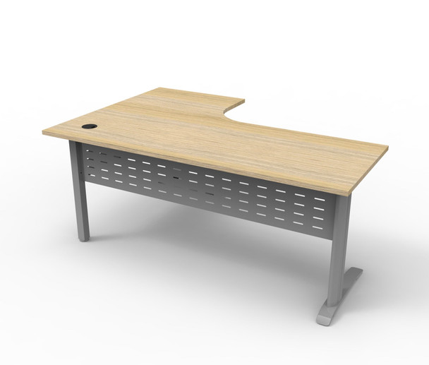 Rapidline Deluxe Rapid Span Corner Workstation 1800 x 1200 x 750mm Natural Oak / Precious Silver