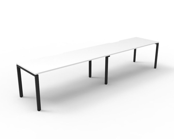 Rapidline Deluxe Infinity Single Sided 2 Person Workstation Profile Leg 1500 x 750mm Natural White / Black Satin