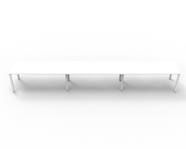 Rapidline 3 Person Workstation Deluxe Infinity Single Sided Profile Leg 1800 x 750mm Natural White / White Satin