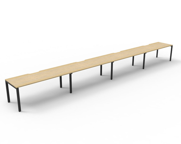 Rapidline Deluxe Infinity Single Sided 4 Person Workstation Profile Leg 1800 x 750mm Natural Oak / Black Satin